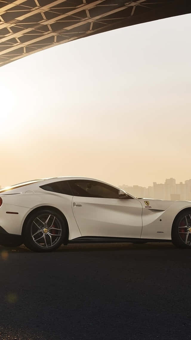 White Ferrari iPhone Wallpaper