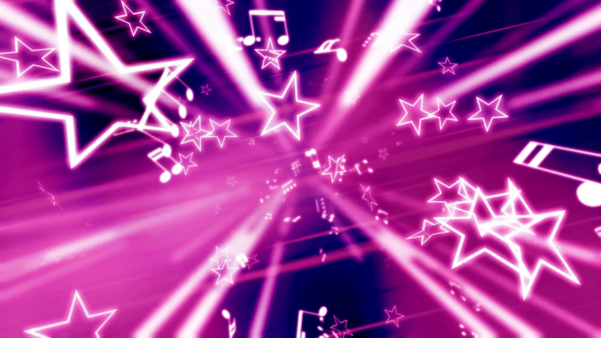 Stars And Music Notes Pink Abstract Motion Background