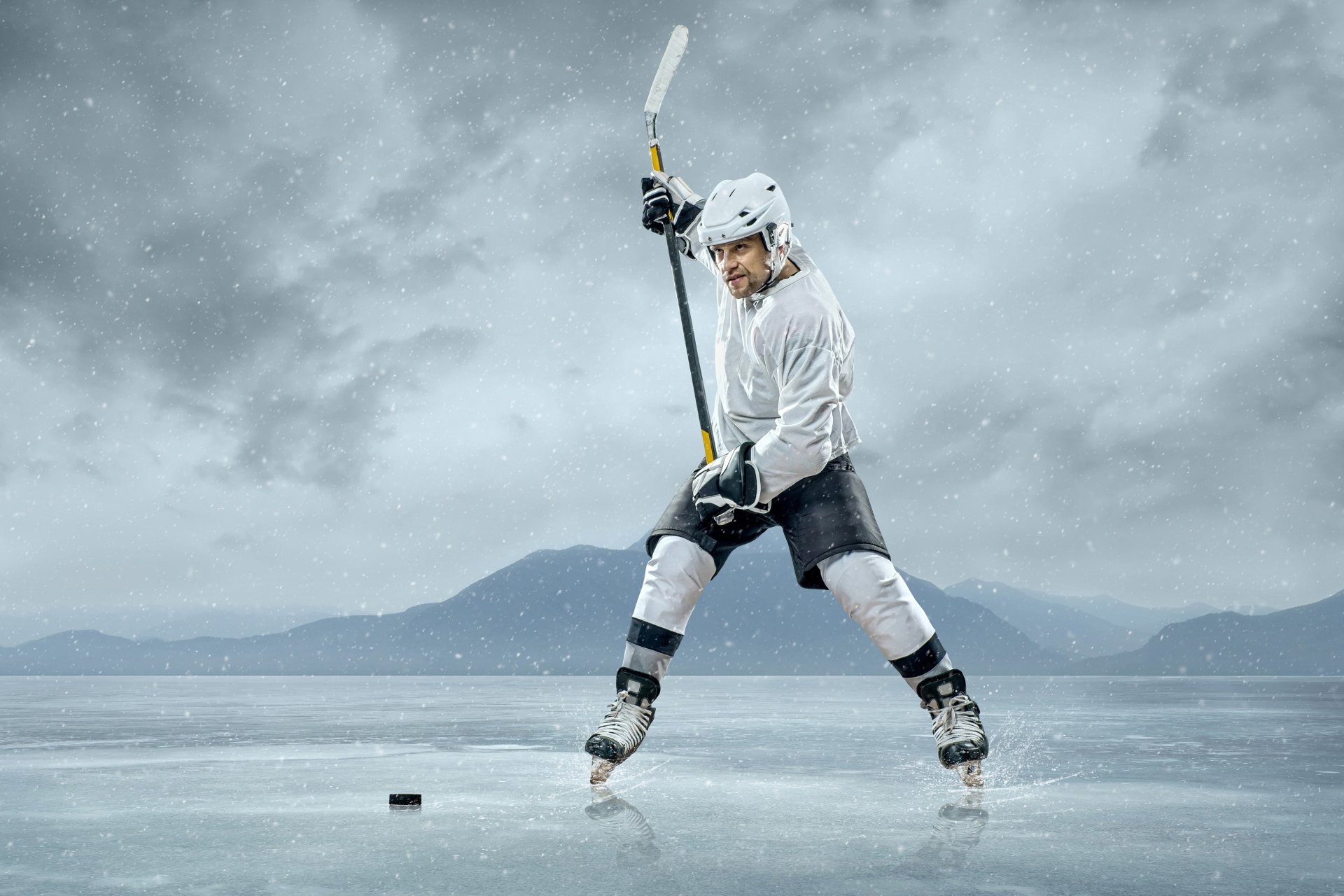 Snowfall Ice Lake Hockey Sports 4k Ultra HD Wallpaper