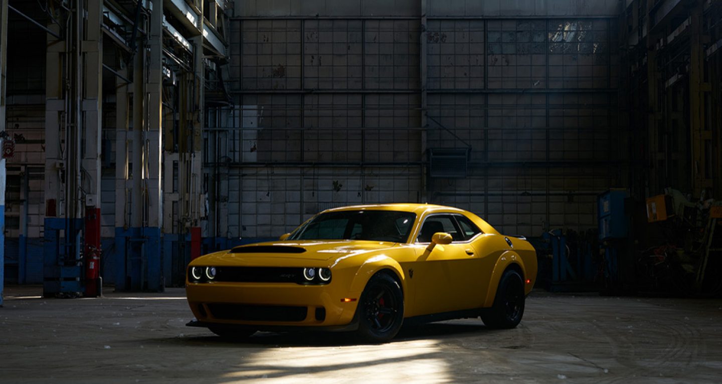 Dodge Challenger Yellow Color In Dark Exterior HD Image And