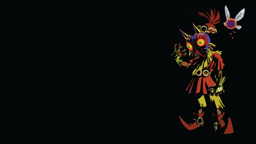 Skull Kid And Tael Black Background By Oldhat104