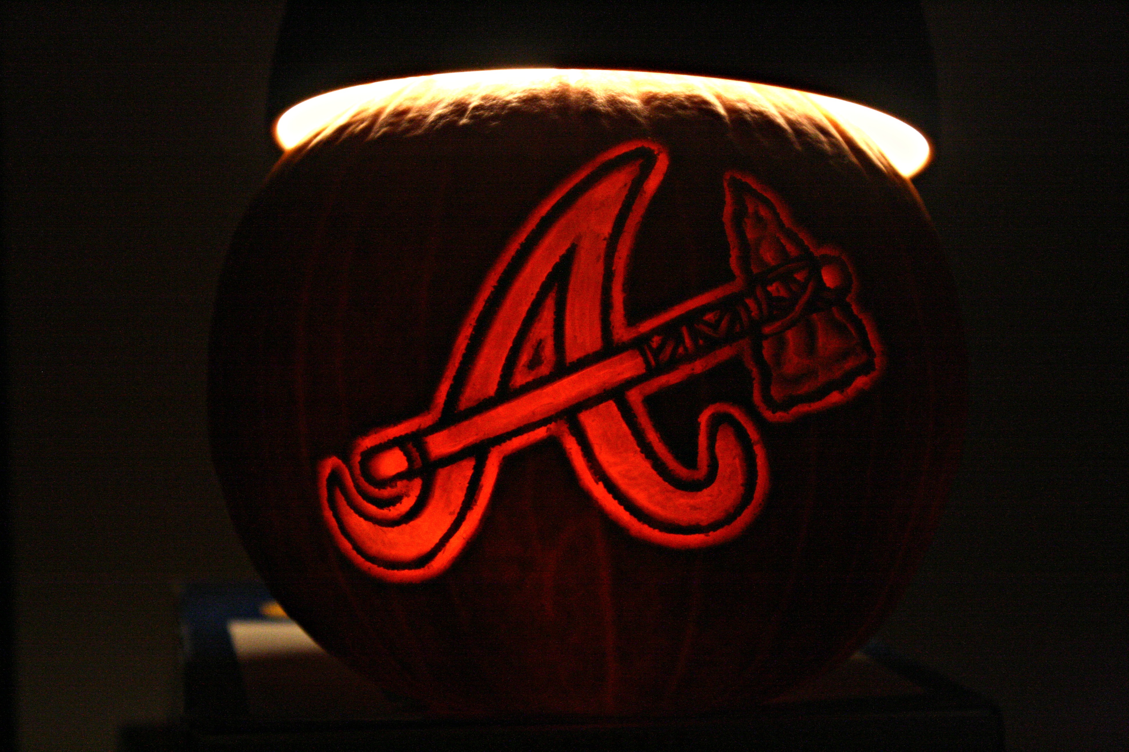 Atlanta Braves Baseball Mlb Halloween Pumpkin F Wallpaper Background