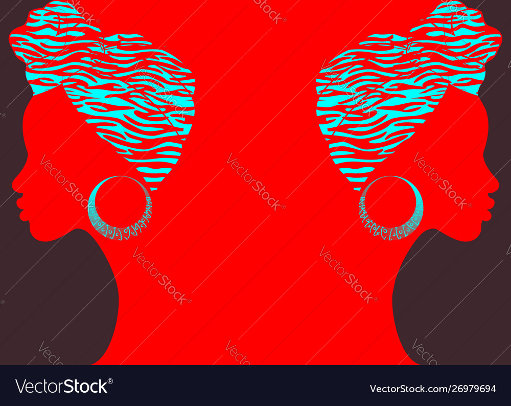 Afro Red Background Hairstyle Concept Women Vector Image