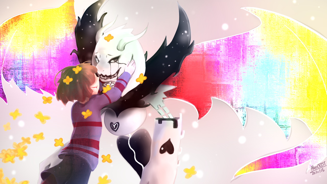 Undertale Frizk And Asriel Dreemurr By Allencrist