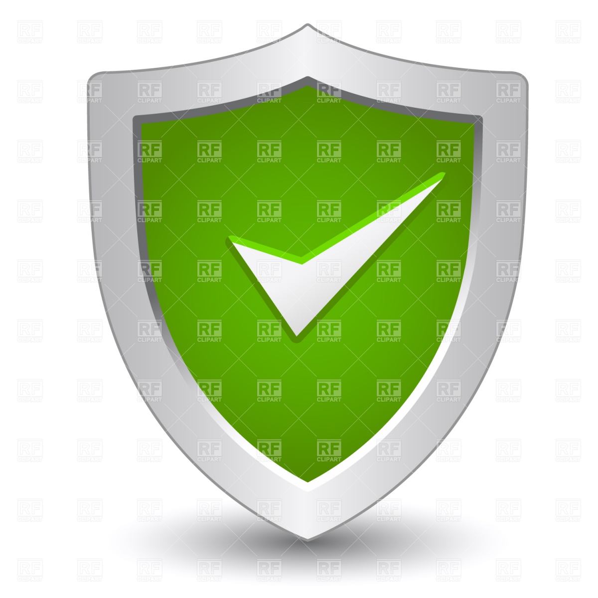 Green Shield With Check Mark Royalty Vector Clipart