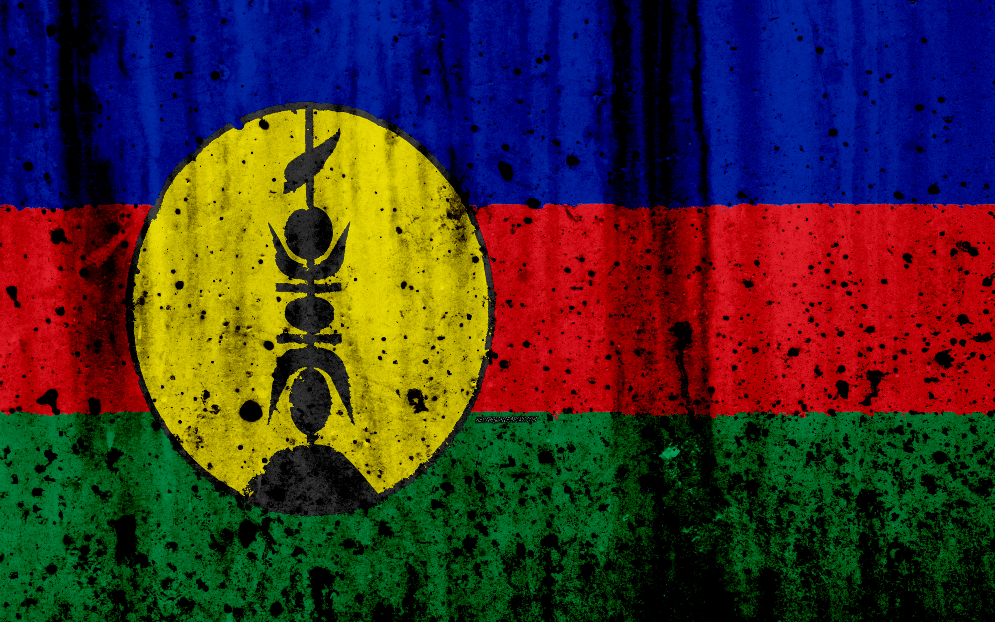 Wallpaper New Caledonia Flag 4k Grunge Of
