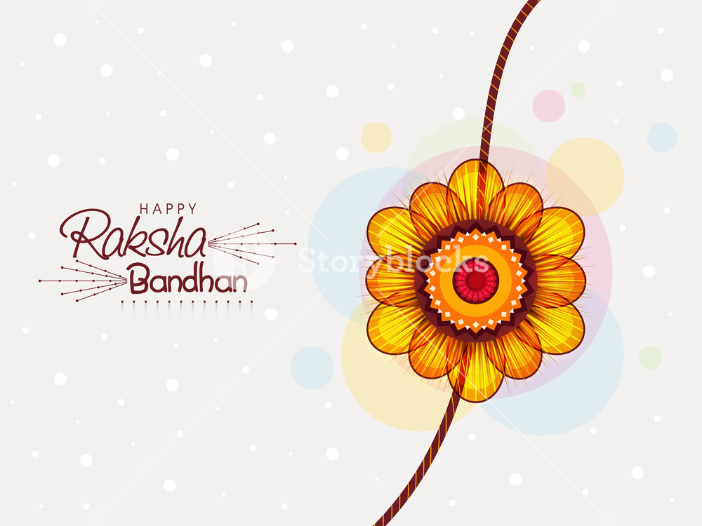Beautiful Rakhi Design On Stylish Grey Background For Indian