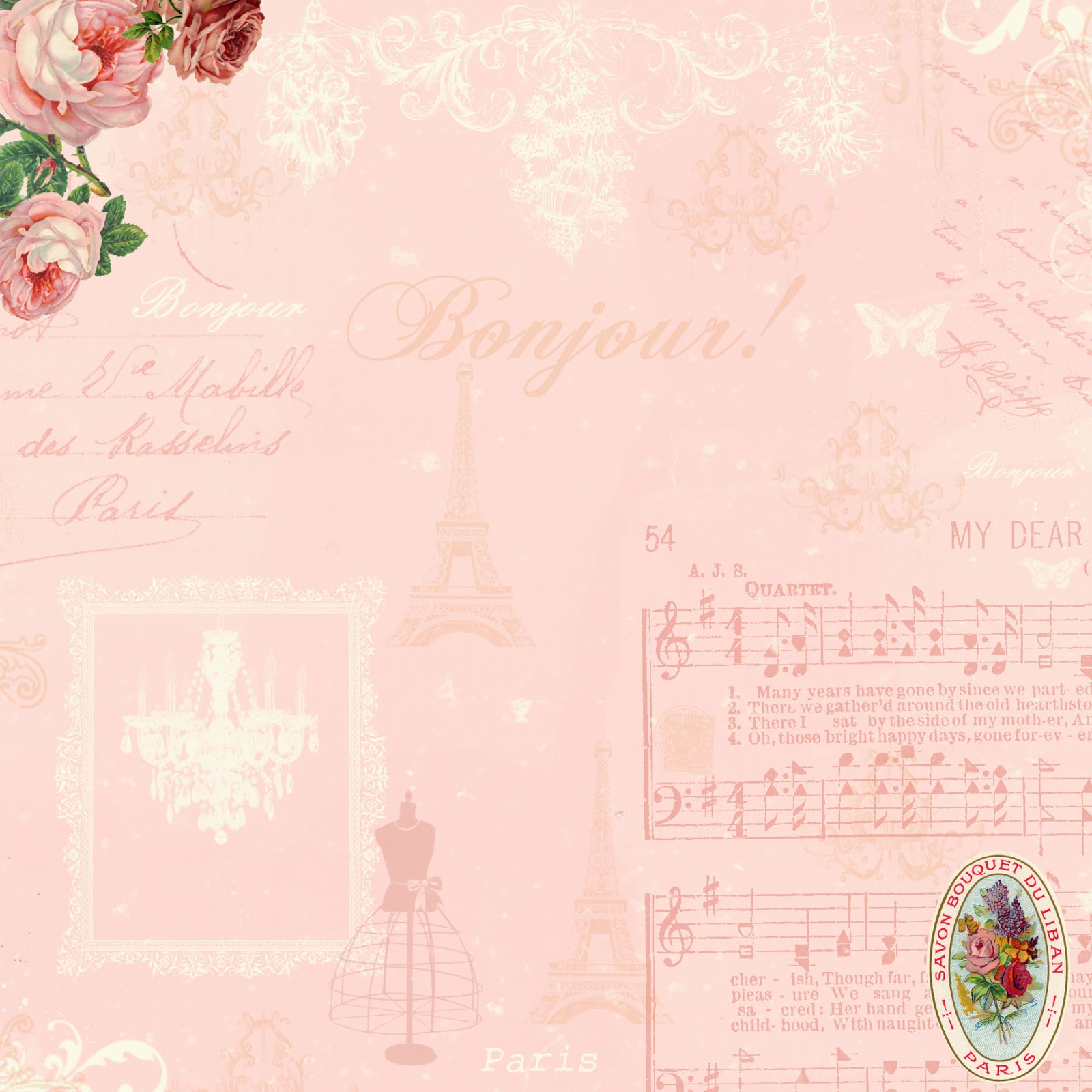 Stampin D Amour Digital Scrapbook Paper Shabby Pink Paris