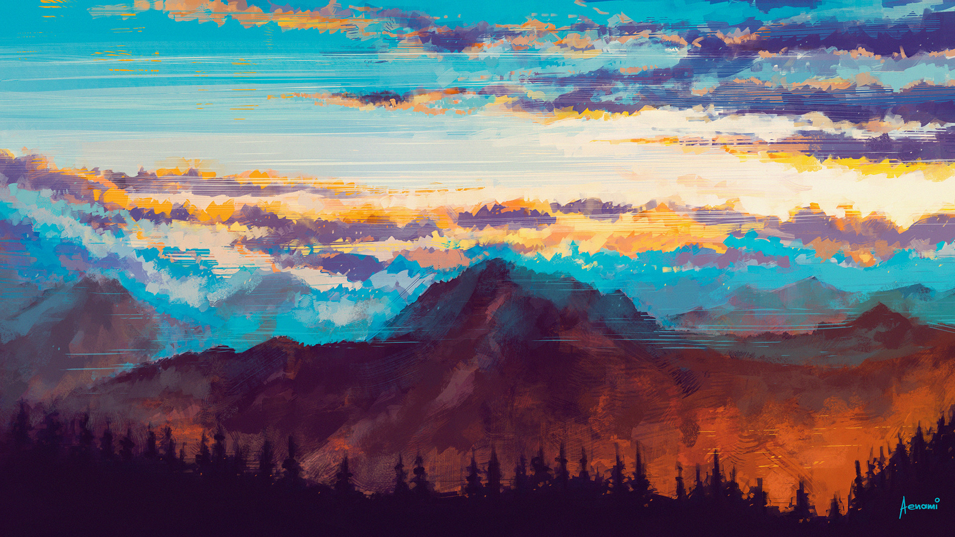 Mountains Landscape Nature Digital Art Wallpaper HD Artist