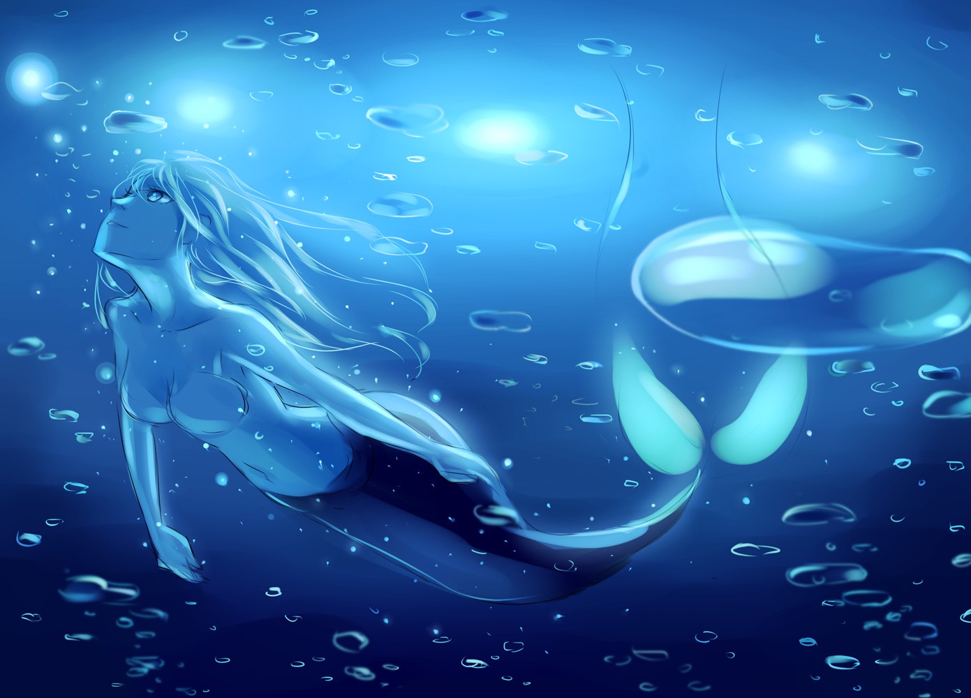 Beautiful Mermaids Underwater Water Wallpaper