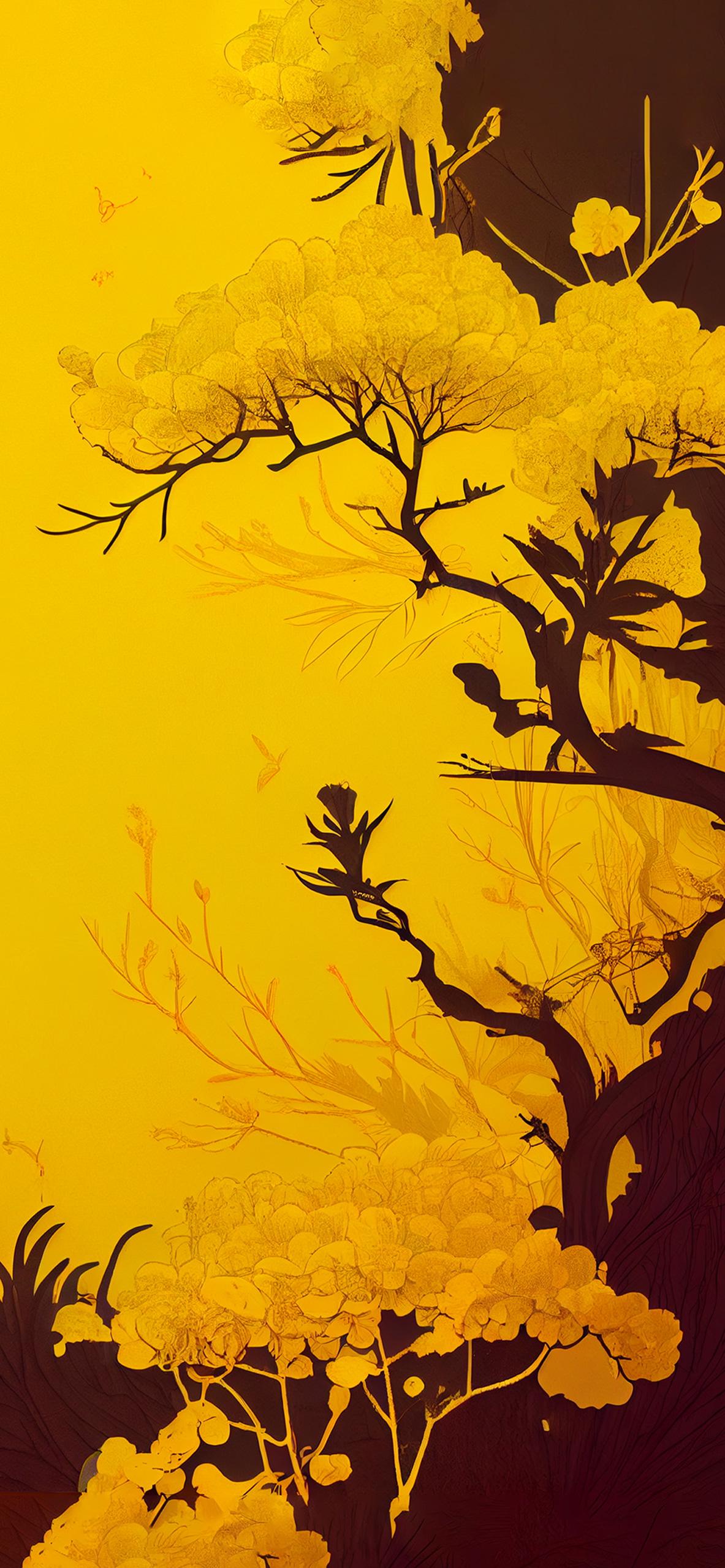 Tree Yellow Aesthetic Wallpaper 4k