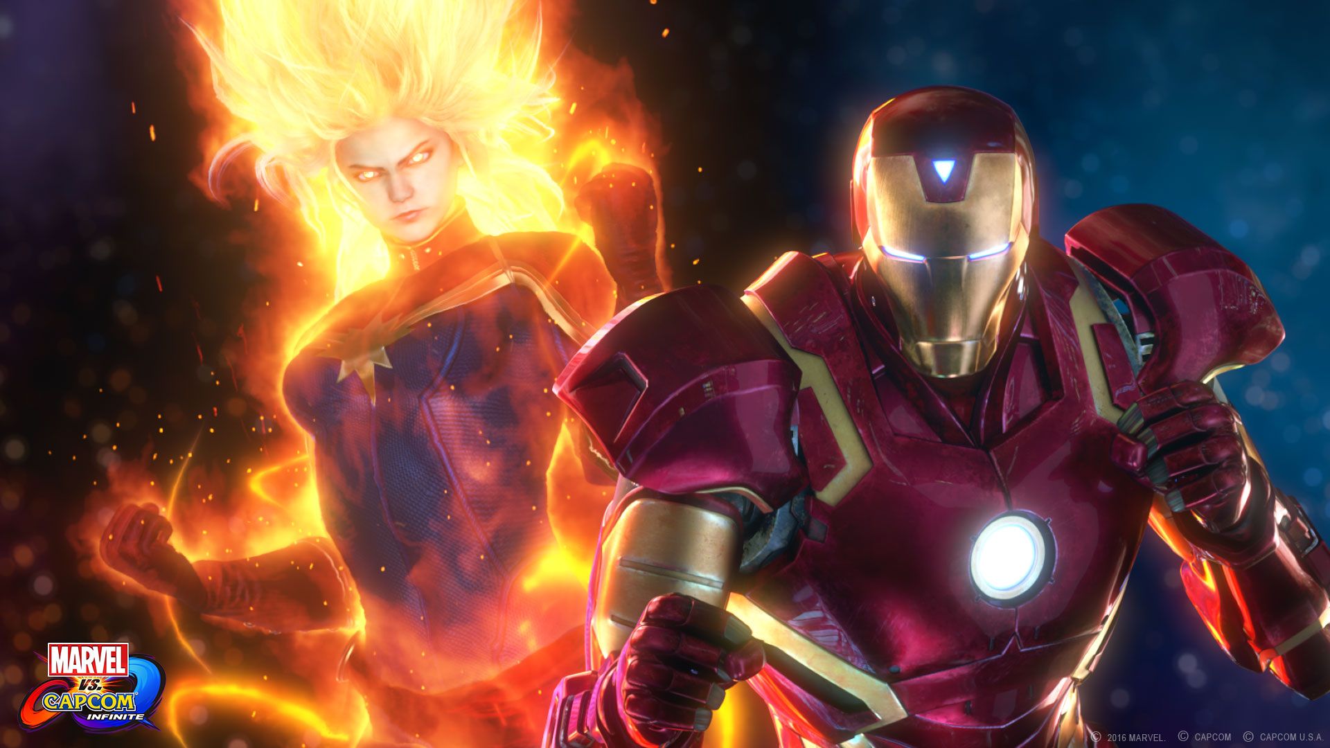 Nice Captain Marvel And Iron Man Vs Infinite