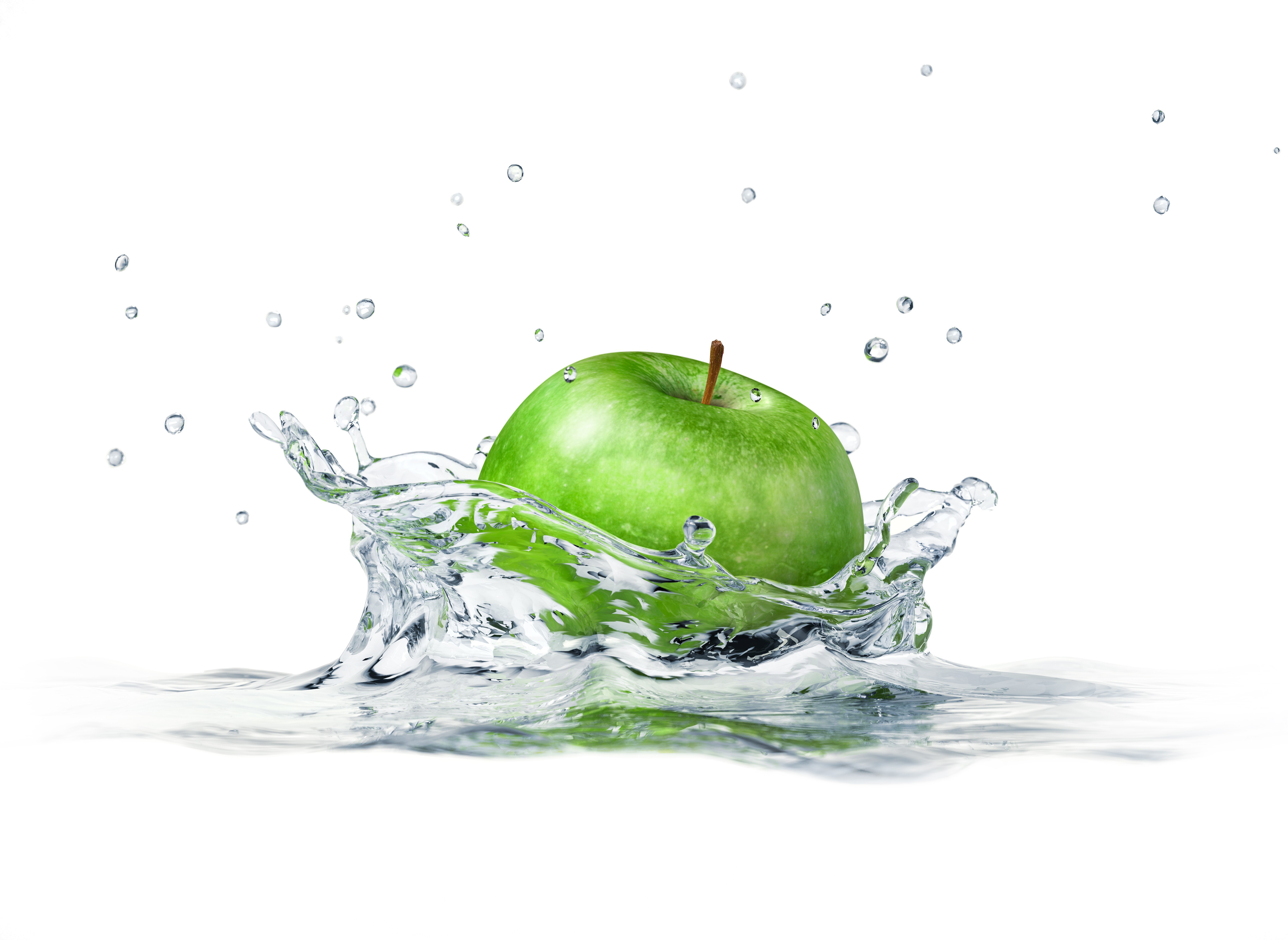 Green Apple Falling Into Water Wallpaper And Image