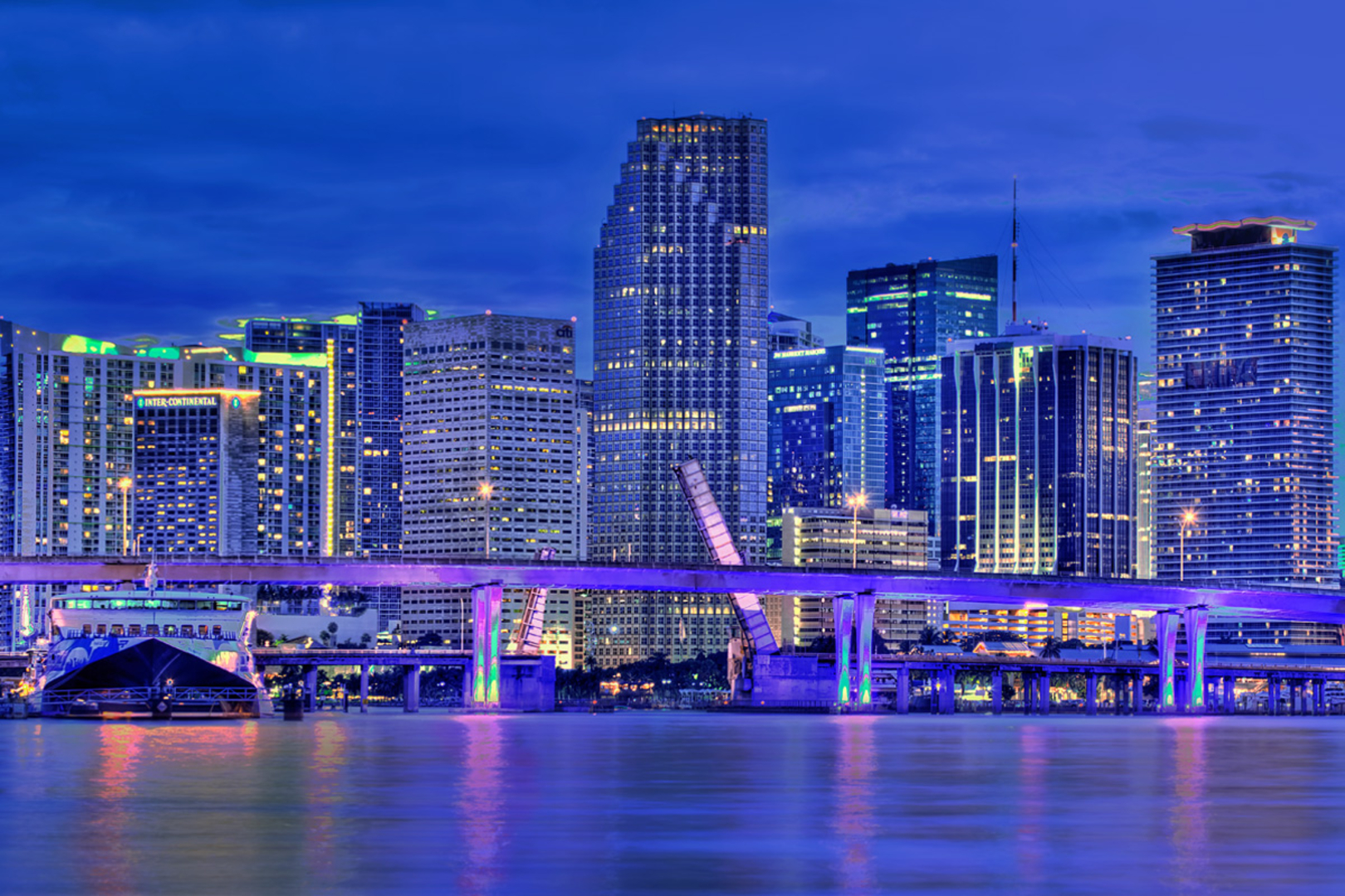 Miami Florida Skyline Wallpaper At Night