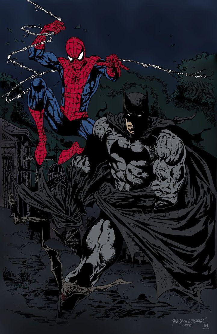 Spider Man And Batman By Rey Villegas Spiderman