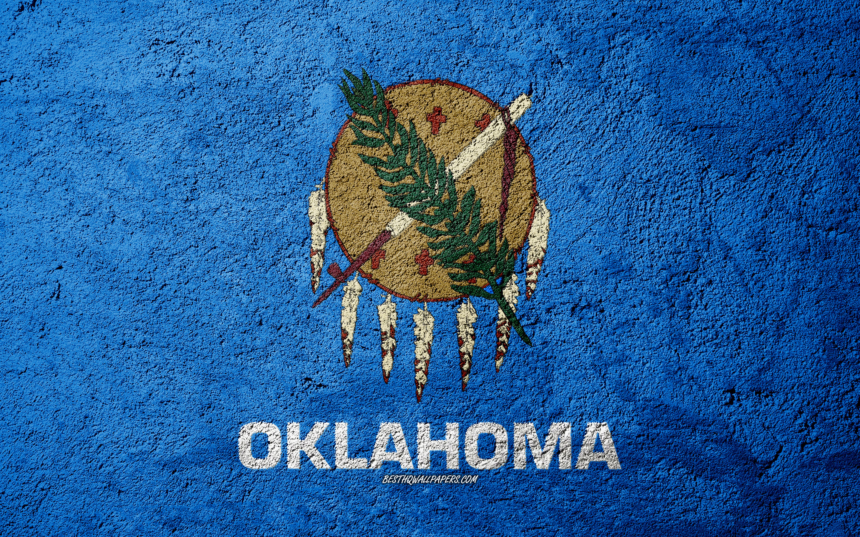 Wallpaper Flag Of State Oklahoma Concrete Texture