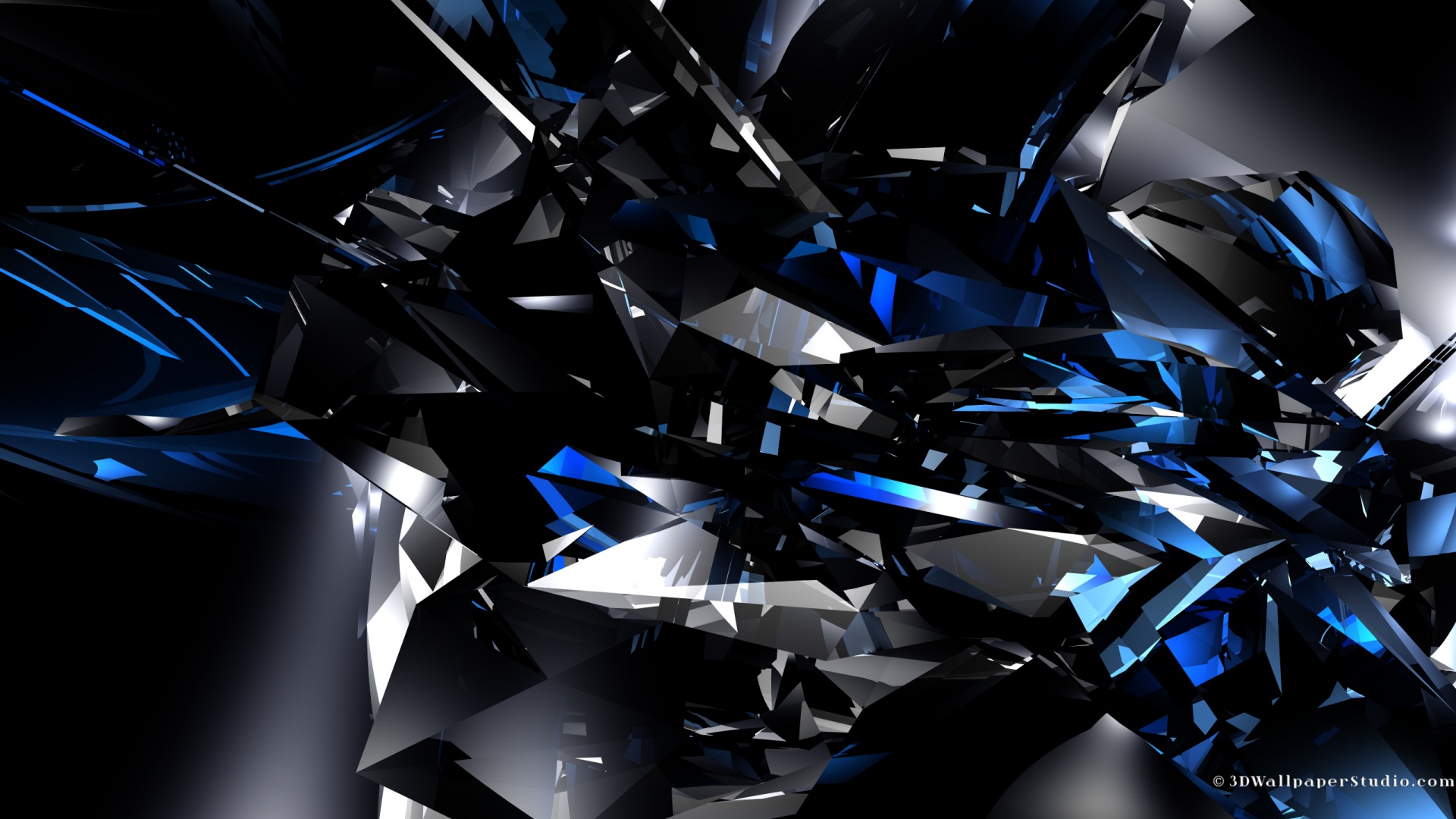 3D Wallpaper 3D blue crystals 1920 x 1080