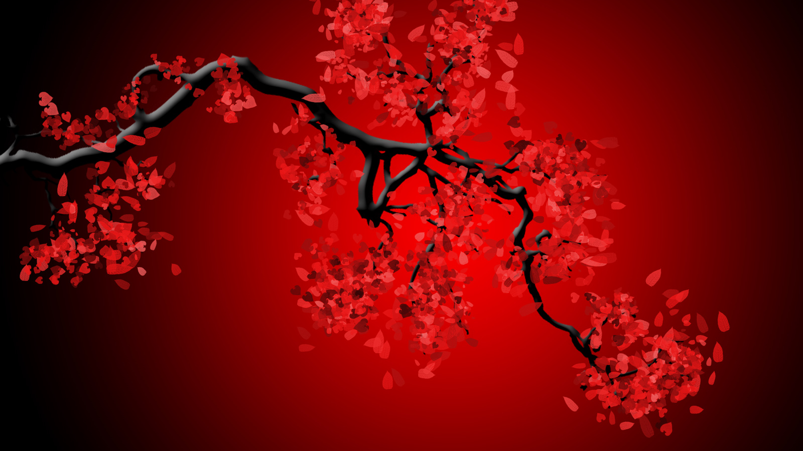 Cherry Blossom Red And Black Wallpaper