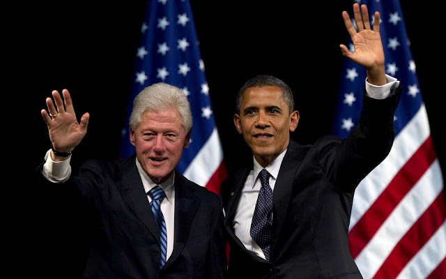 President Barack Obama En Bill Clinton HD Presidenten Wallpaper Foto