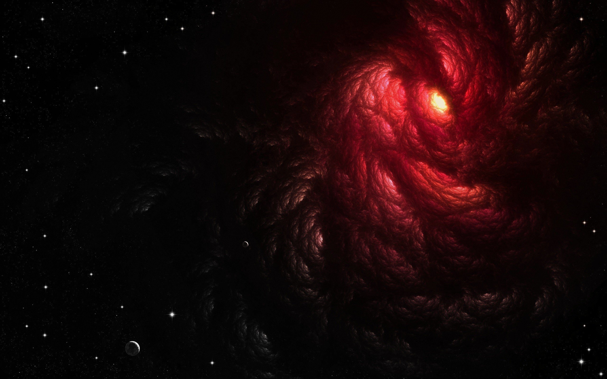Clouds outer space red stars planets void maw wallpaper 2560x1600