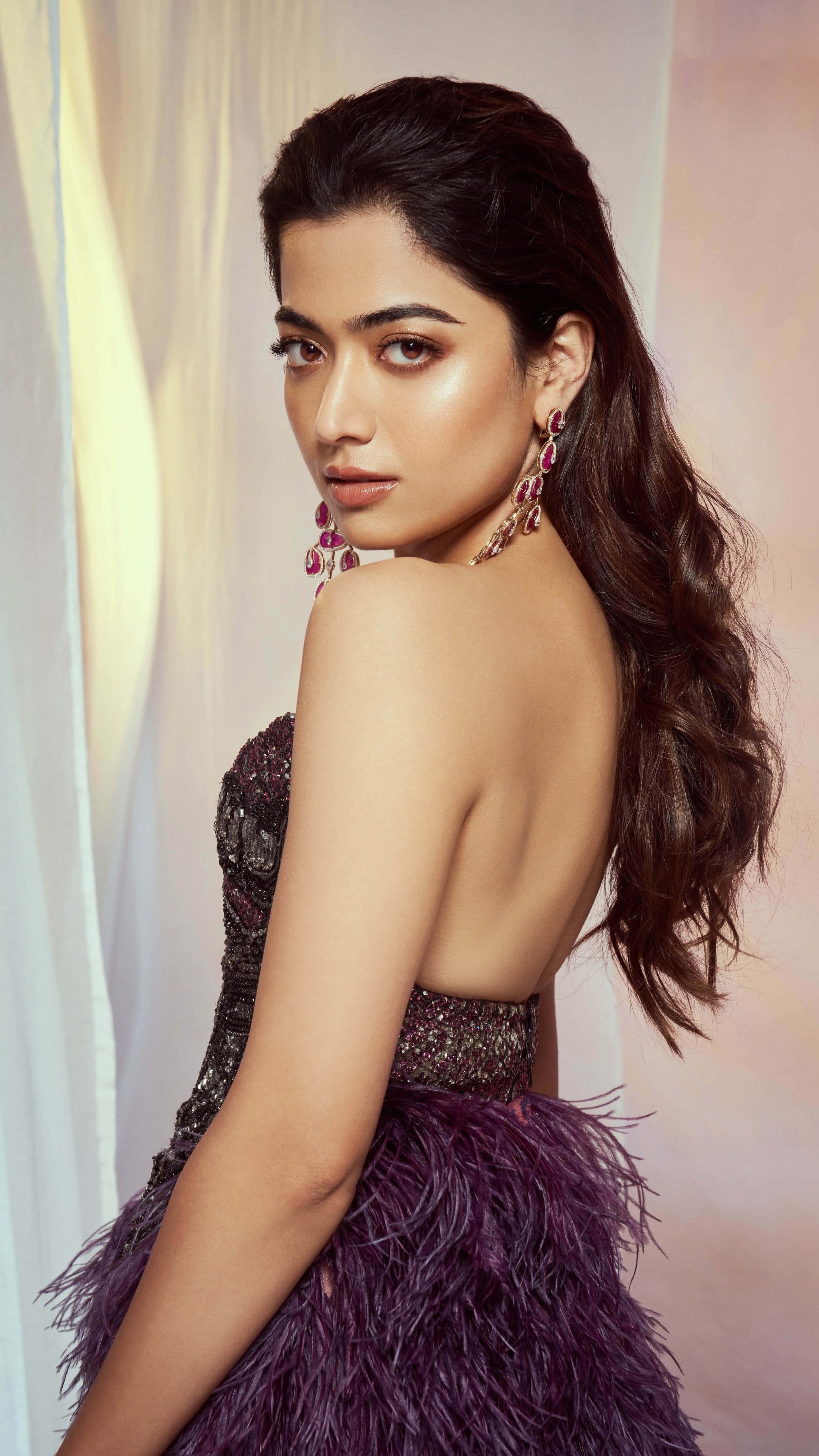 Rashmika Mandanna HD Colorful Dress Wallpaper