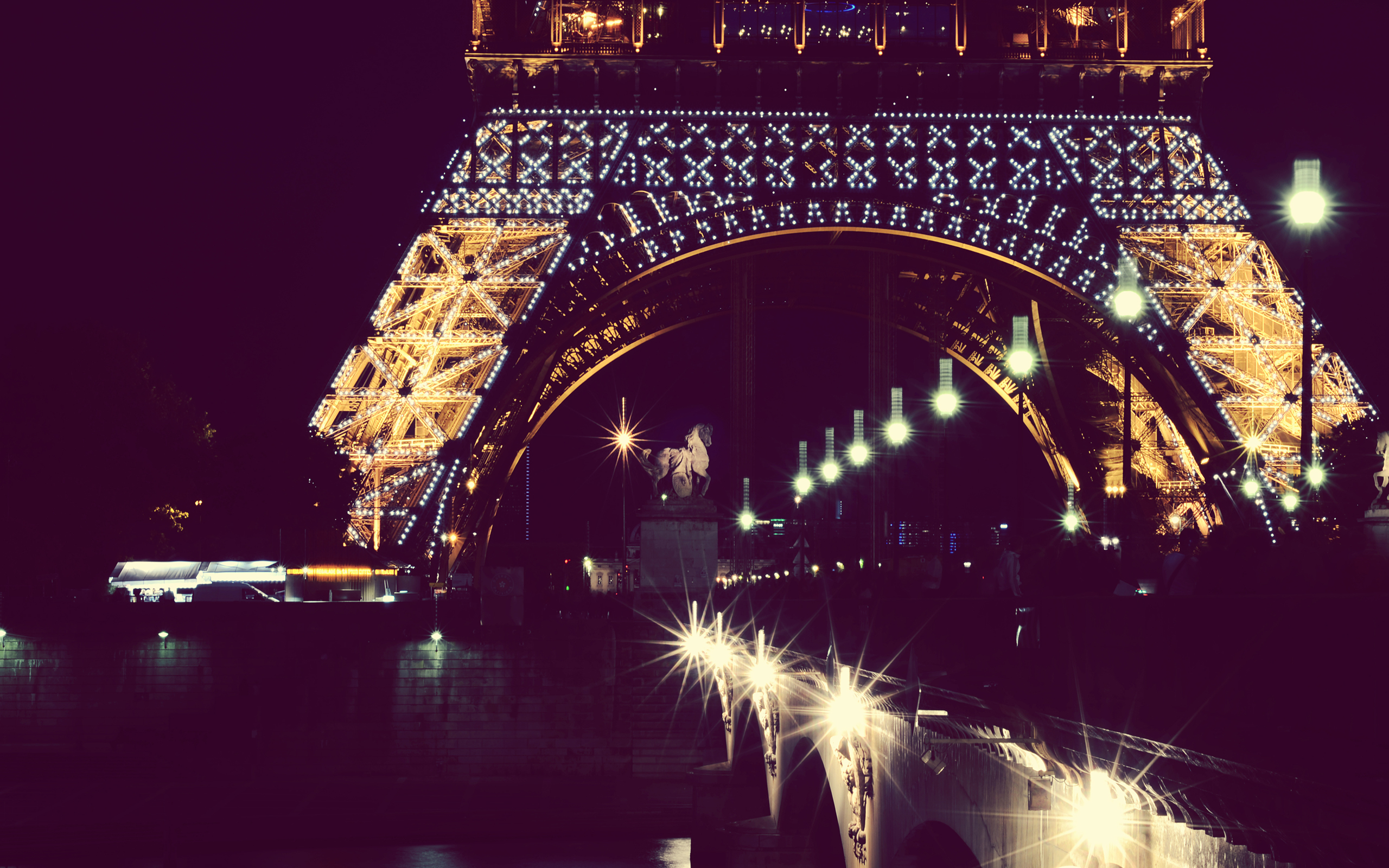 Eiffel Tower Paris Lights Night Wallpaper