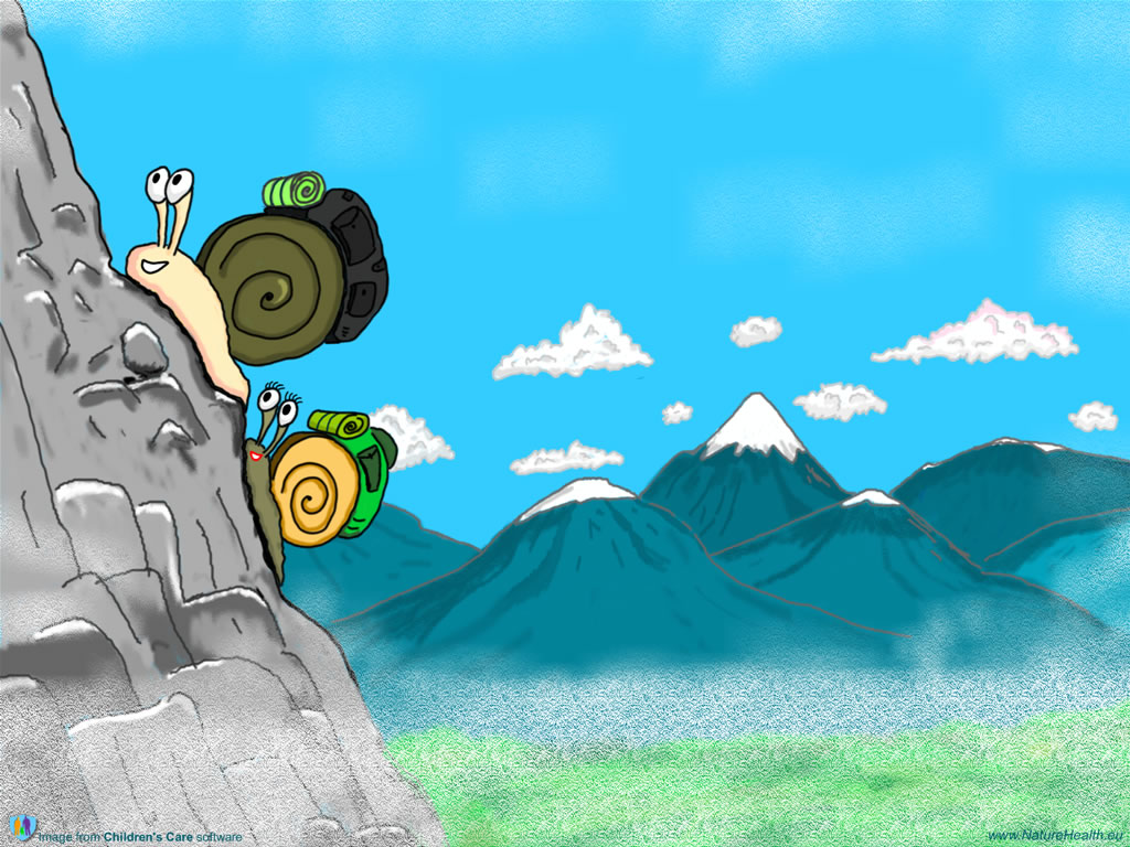 free cartoon wallpaper for children 1024x768 snails with backpacks