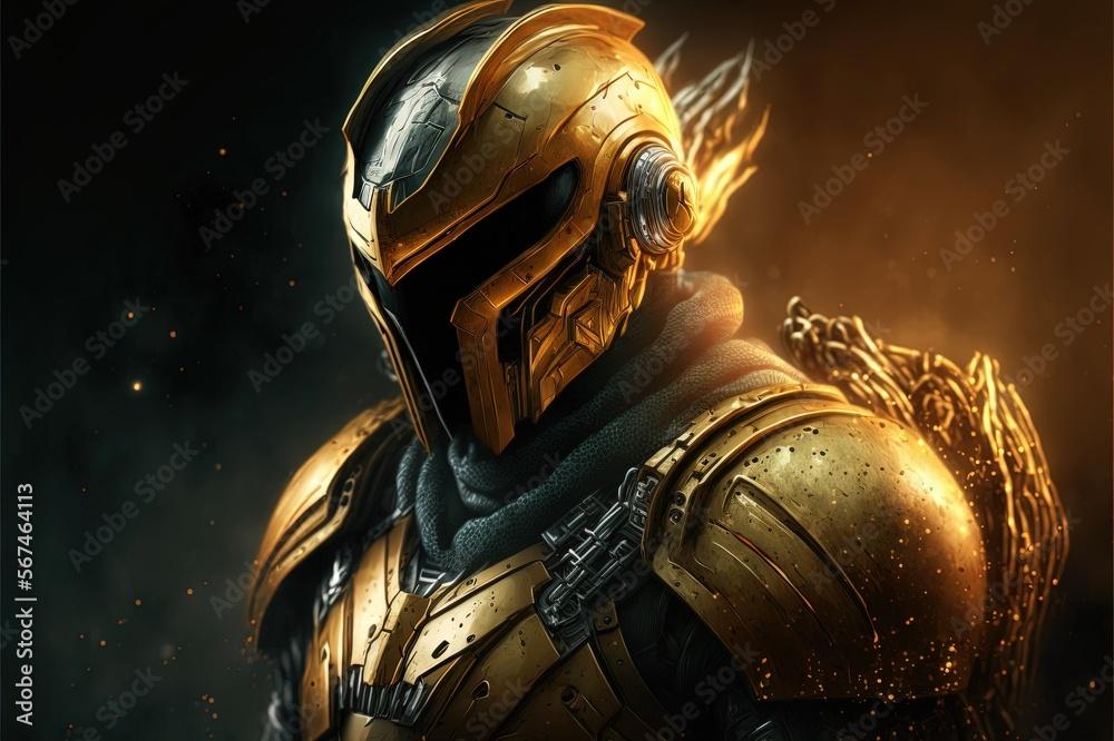 Elite Space Soldier In Golden Armor 8k Stylish Wallpaper Avatar