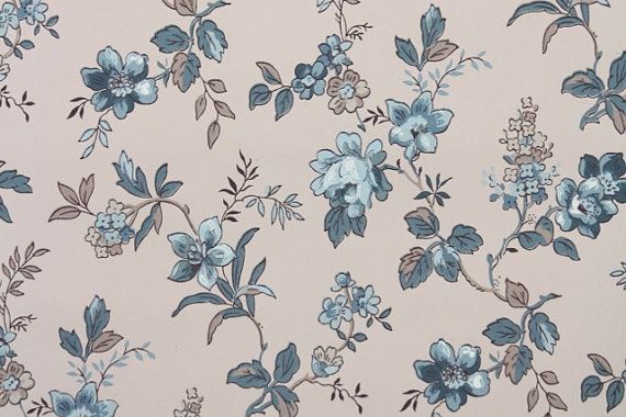 Wallpaper Floral With Blue Roses And Chintz Design On Pink
