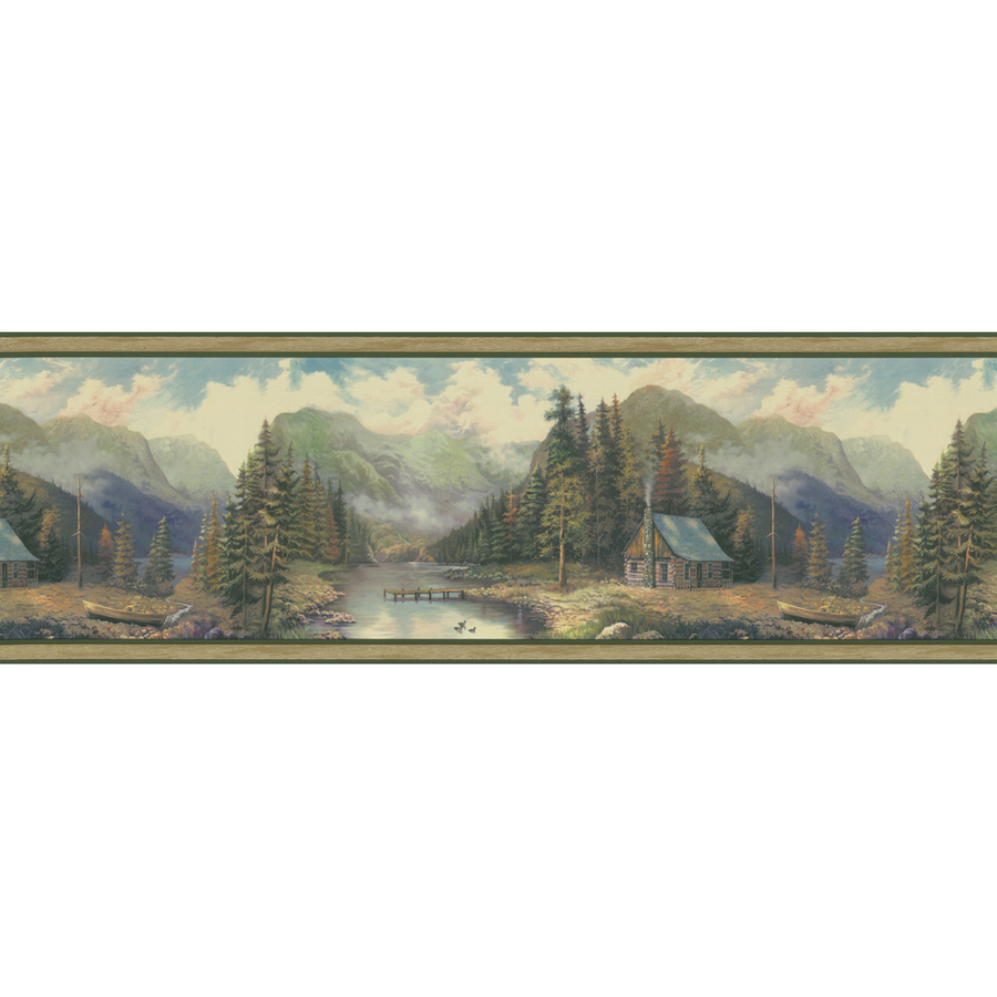  Green Forest Lodge Scenic Prepasted Wallpaper Border at Lowescom