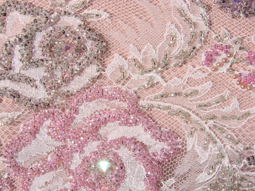 Pink Vintage Lace Background 1960s Beaded