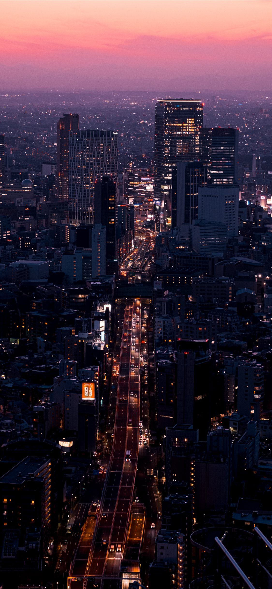 aerial view of city buildings during night time landscape nature
