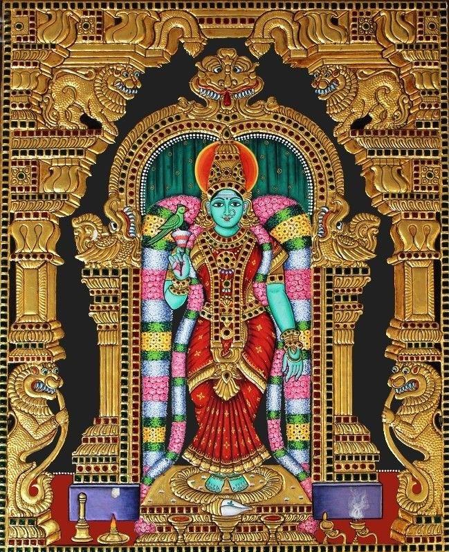 Meenakshi Devi Madurai Tamil Nadu India Tanjore painting
