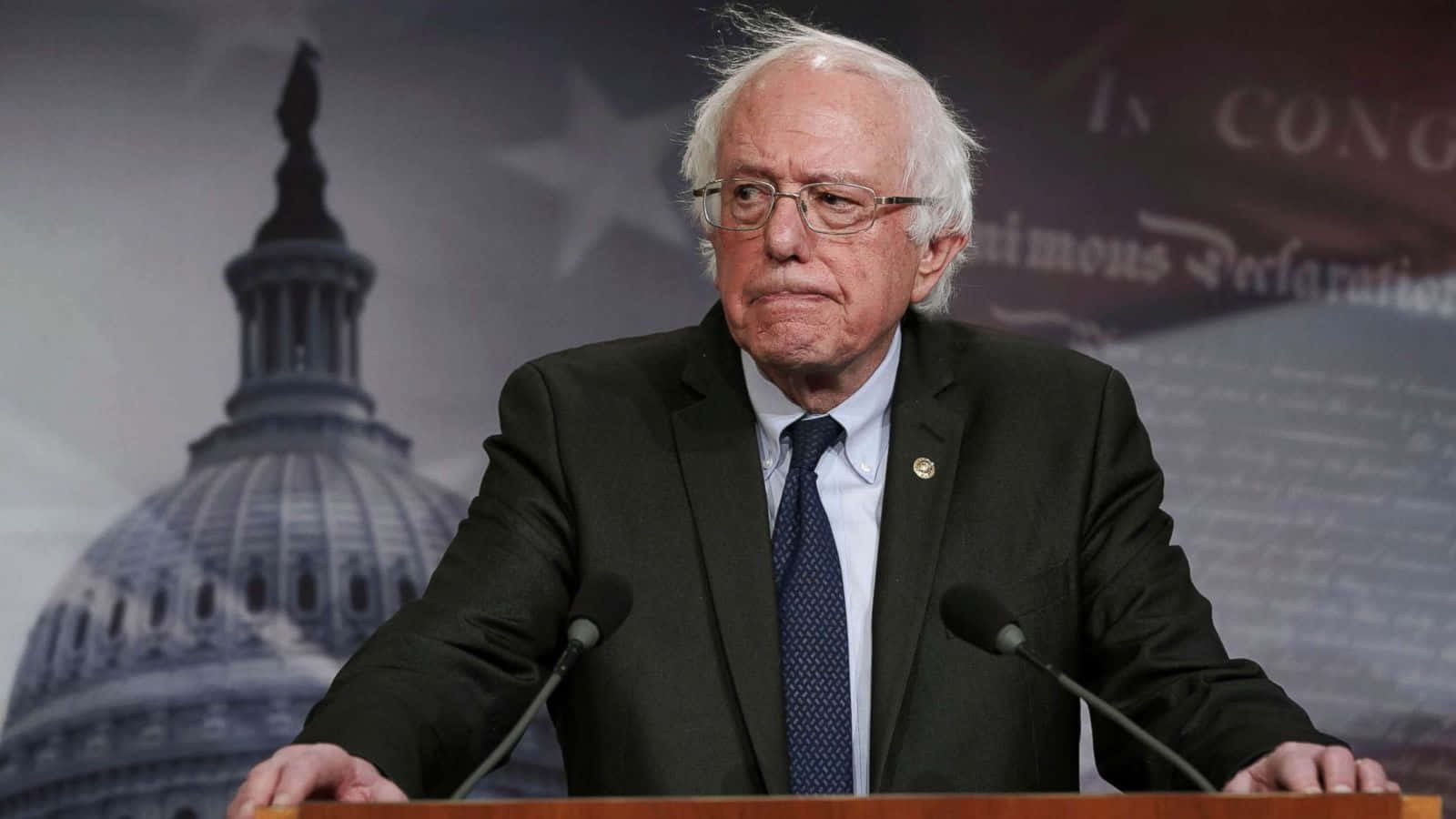 Bernie Sanders Speaking Podium Wallpaper