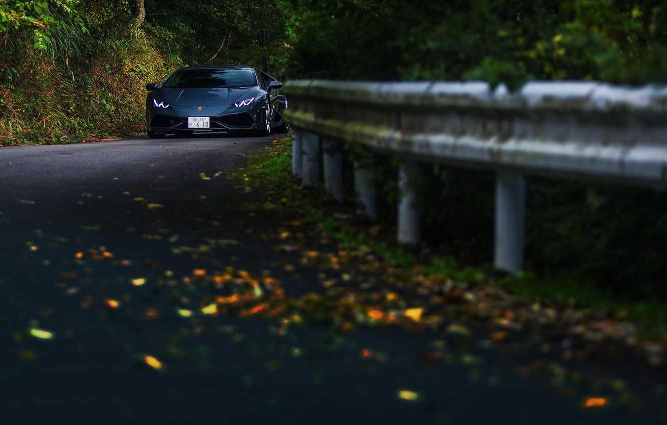Wallpaper Road Autumn Forest Lamborghini Hurricane Image For