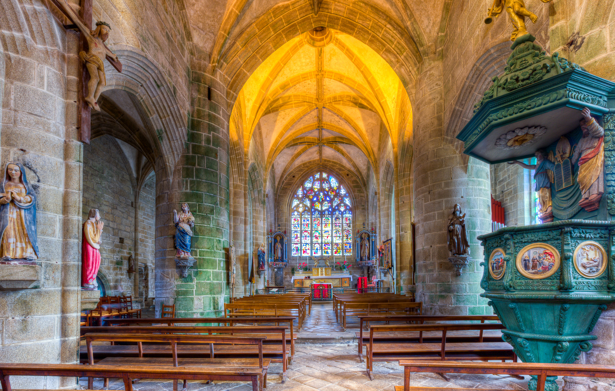 Pictures France Brittany Locronan St Ronan Ambon Liturgy HDr Bench