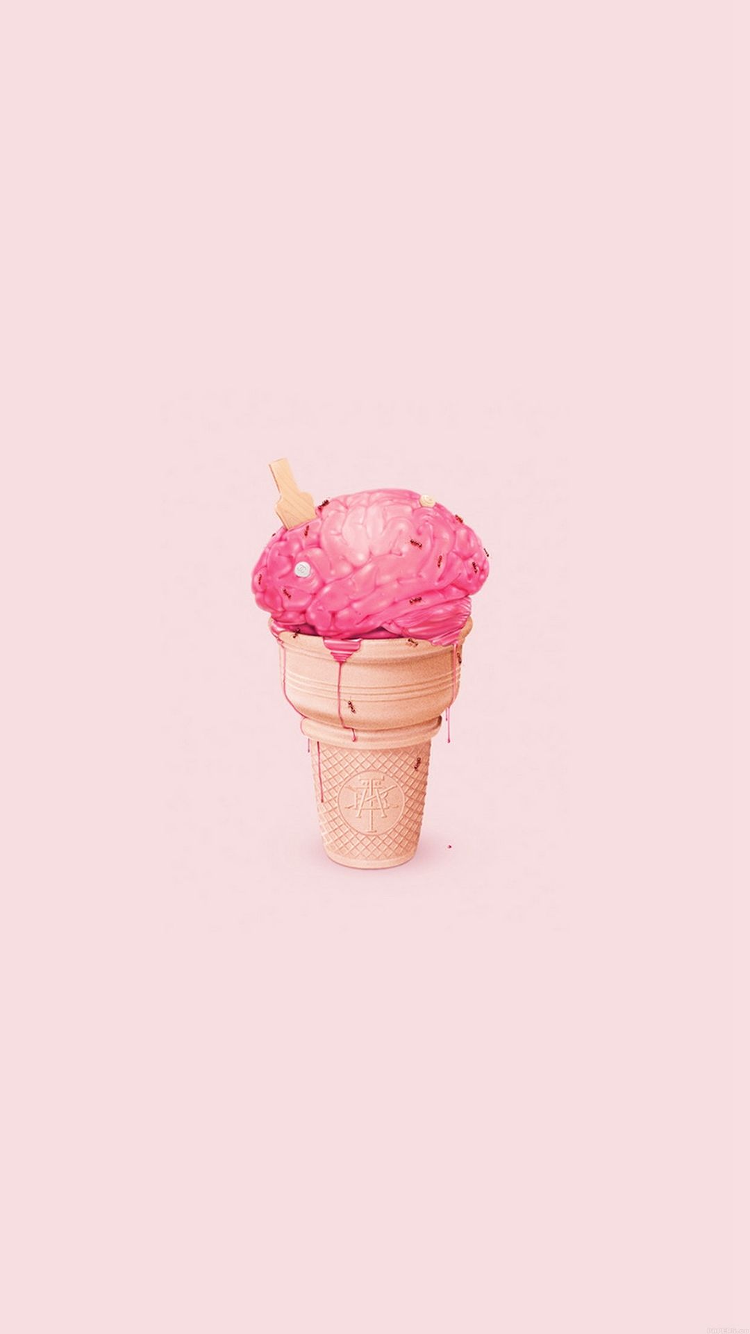 Brain Icecream Illust Art Cute Pink iPhone 6 Wallpaper Download