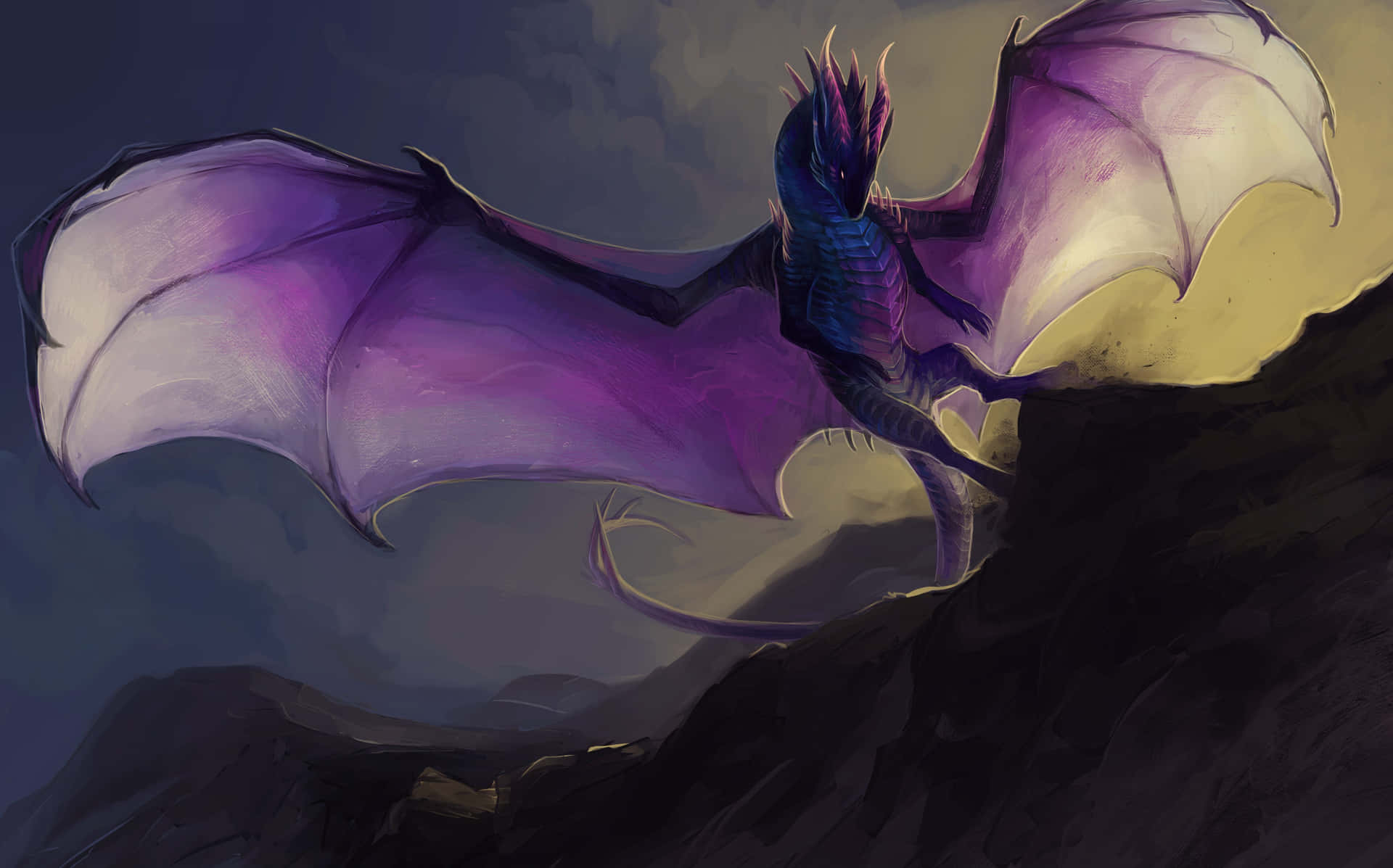 A Menacing Dragon Keeping Guard Of The Magical Forest Wallpaper