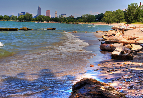 Cleveland Skyline From Edgewater Phone Wallpaper By