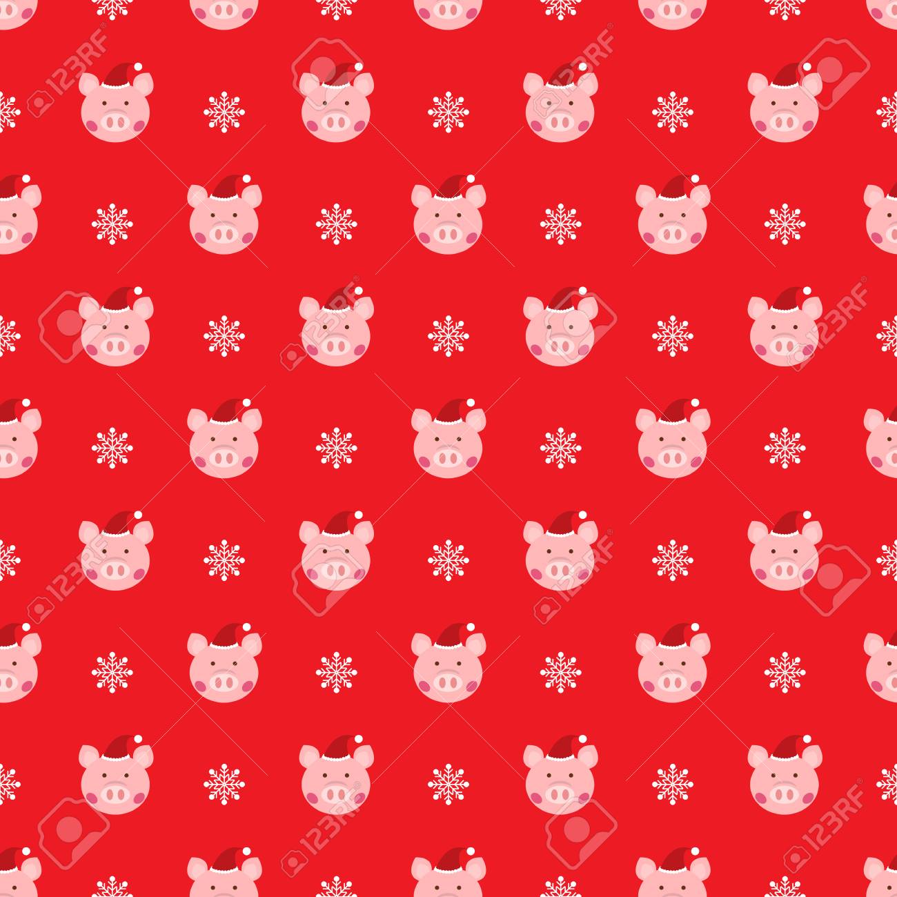 Christmas Wallpaper Pattern With Cute Pig Royalty Svg