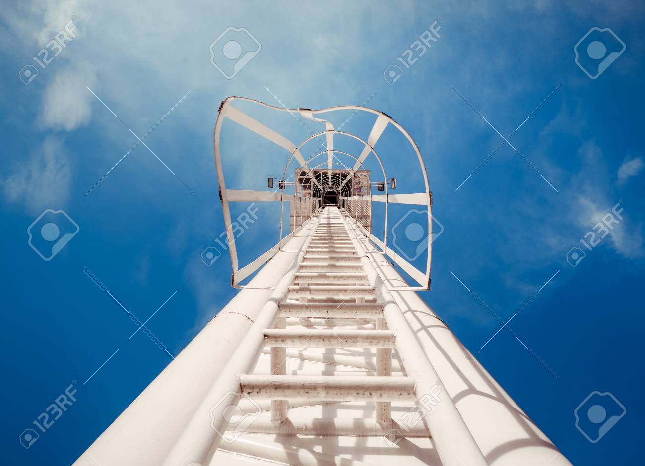 Fixed Ladder To Top Of Building Or Observation Deck With