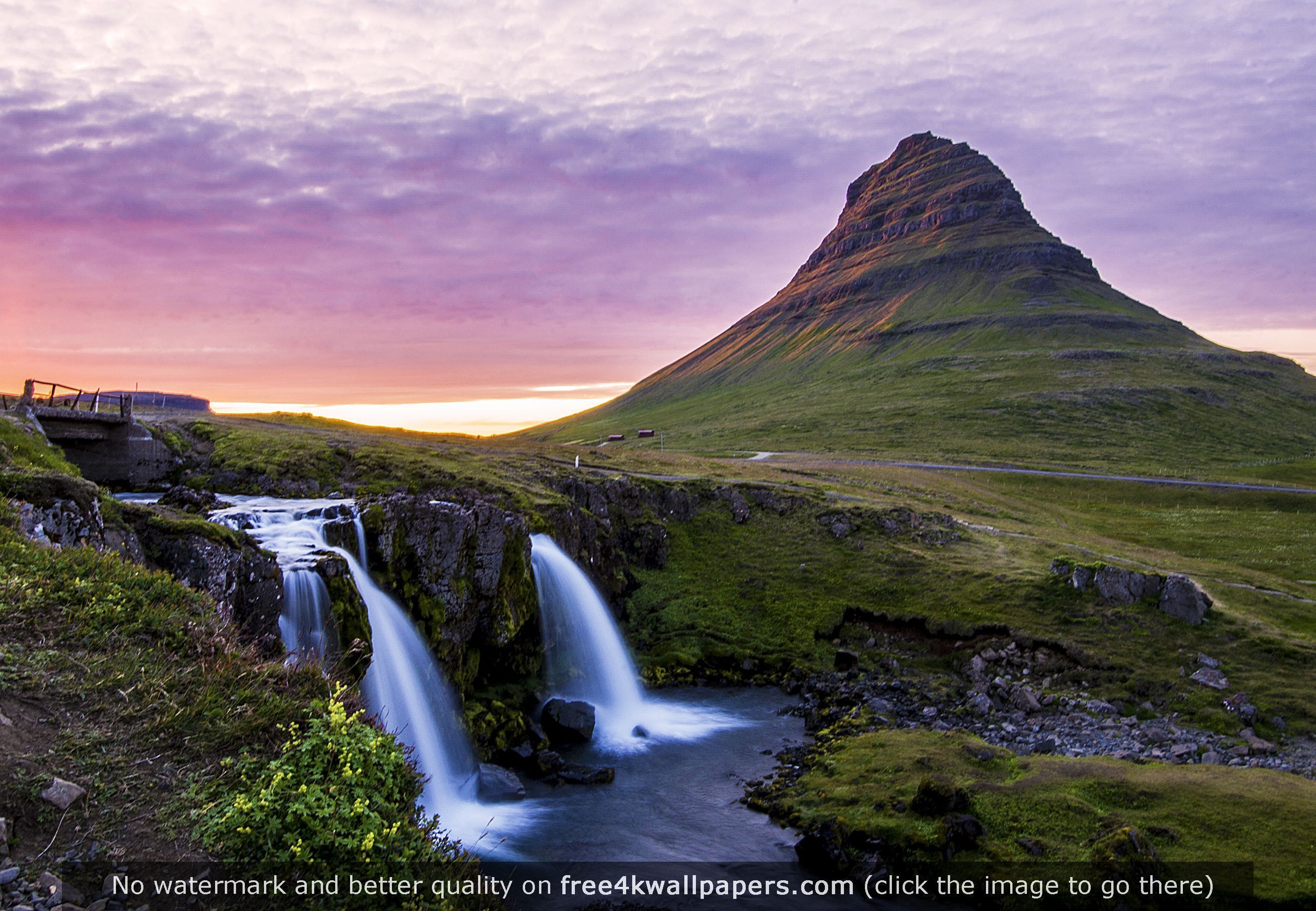 Kirkjufell Mountain At Sunset Time In Summer Iceland HD Wallpaper