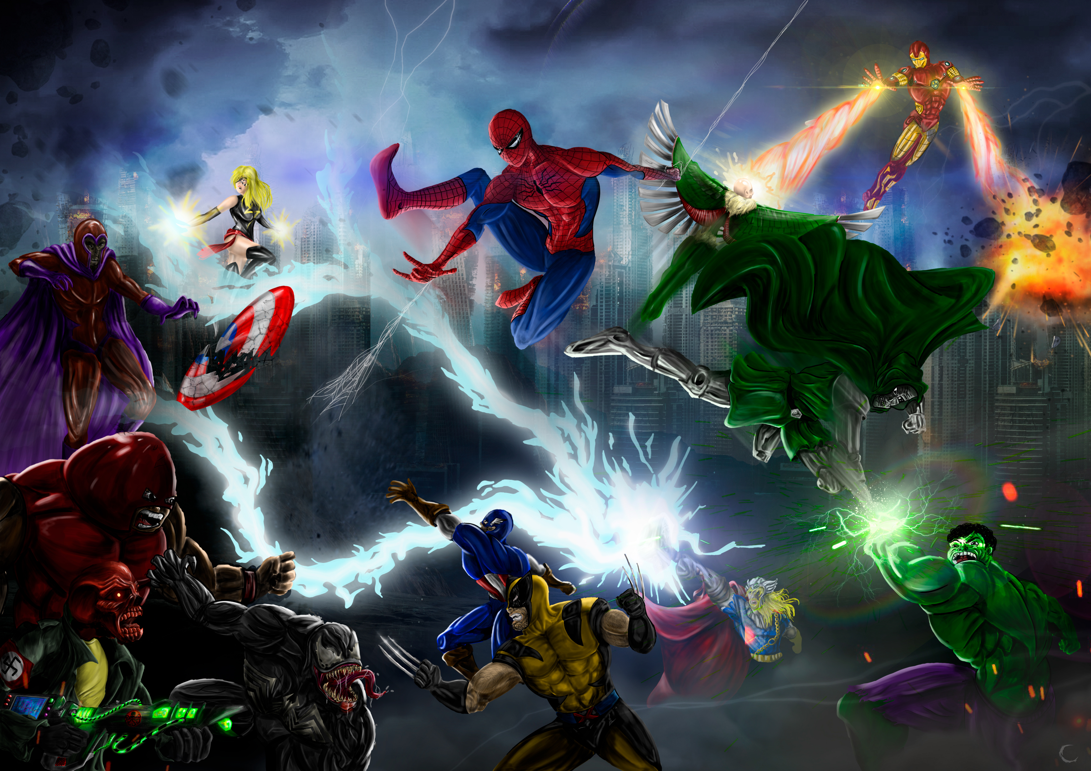 Marvel Heroes Vs Villains 4k Wallpaper HD Superheroes Image