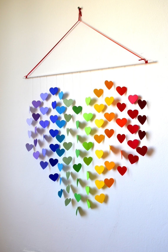 Similar To Diy Paper Mobile Kit Rainbow Heart Wall Hanging