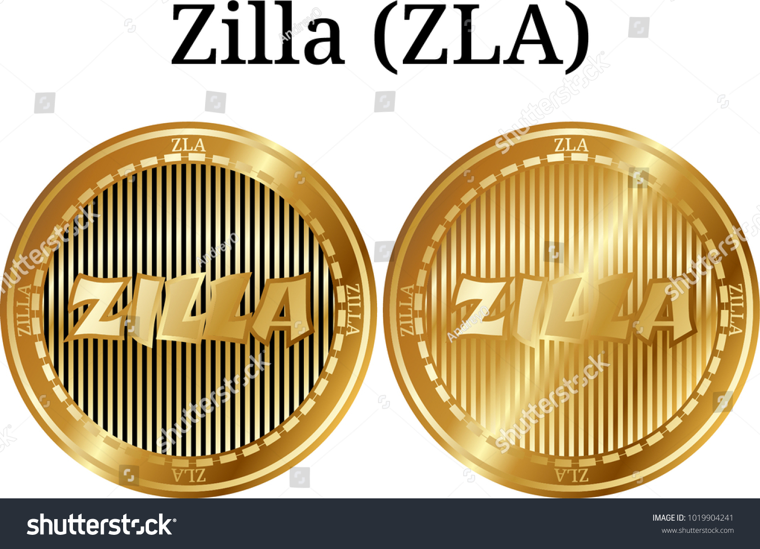Set Physical Golden Coin Zilla Zla Stock Vector Royalty
