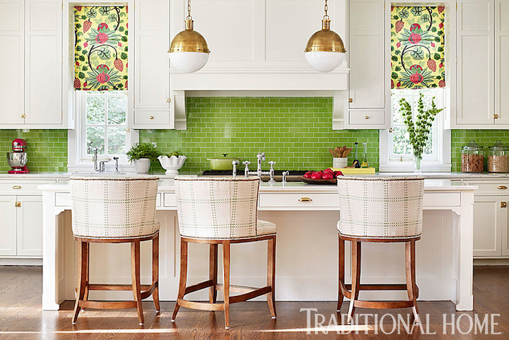 Green Subway Tiles Contemporary Kitchen Traditional Home