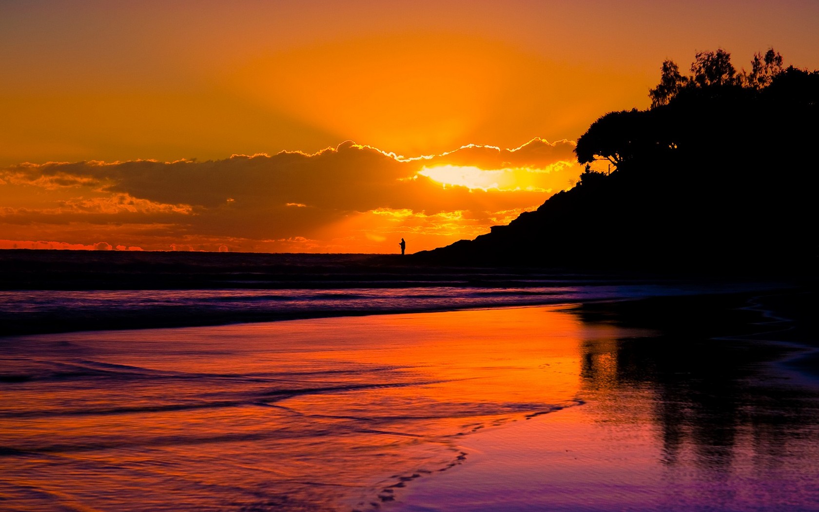 Beach Sunset Landscape HD Wallpaper