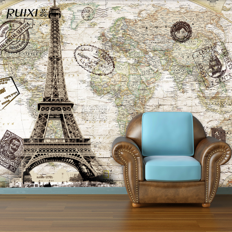 Eiffel Tower Fashion Retro Style Wallpaper Self Adhesive Living Room