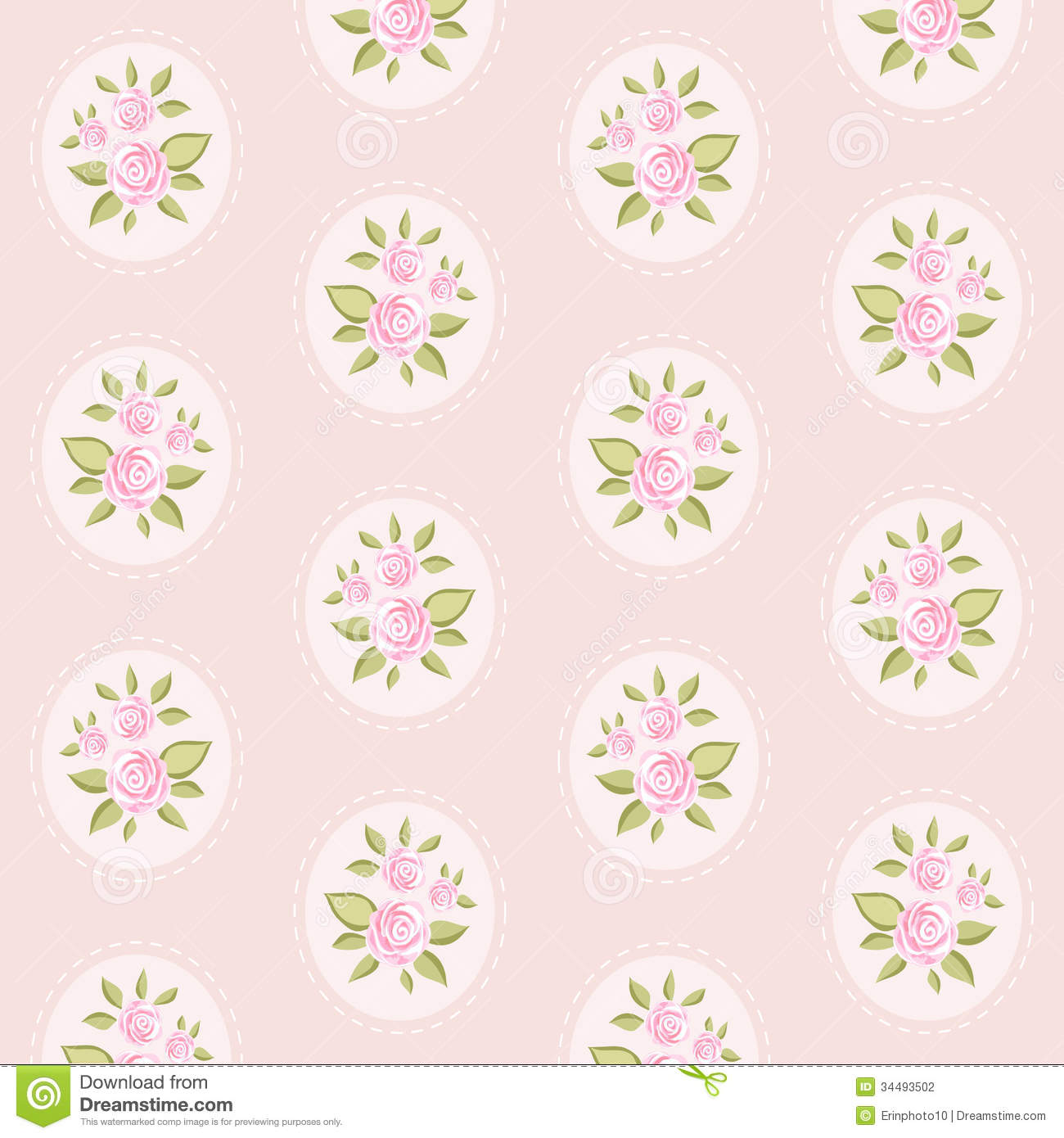 Vintage Floral Pattern With Roses In Shabby Chic Style As Wallpaper