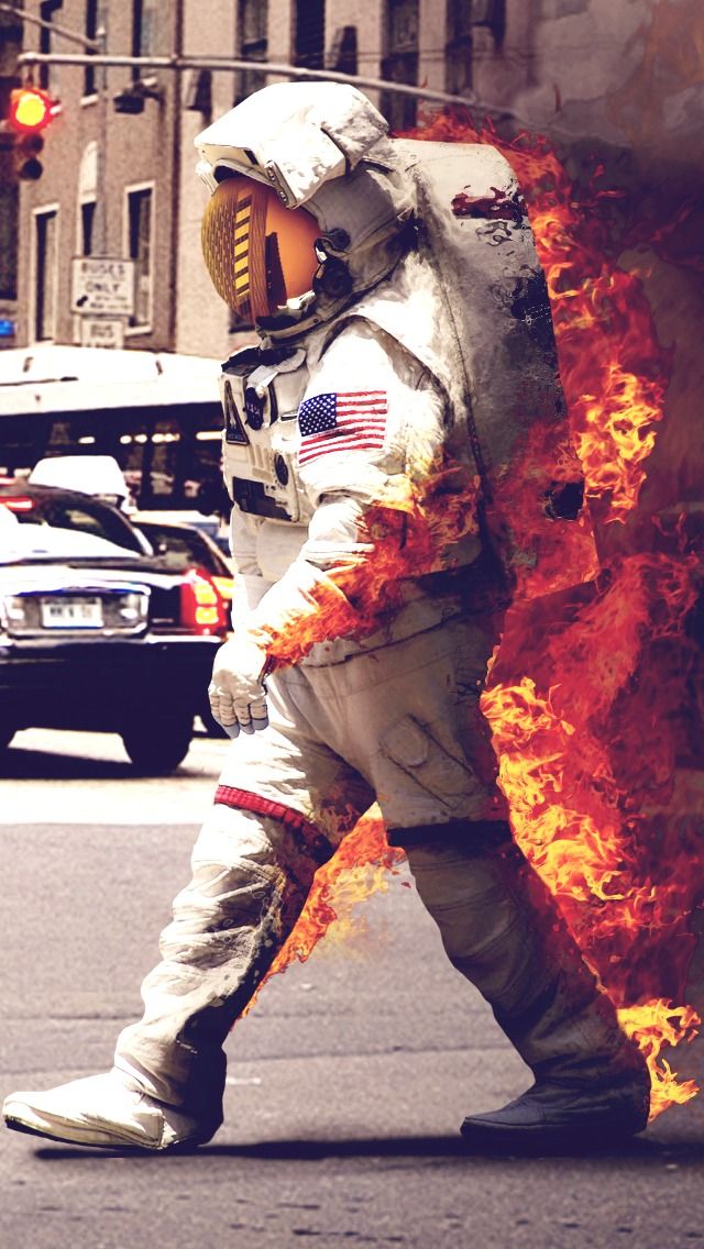 Burning Astronaut iPhone Wallpaper Sillyhub